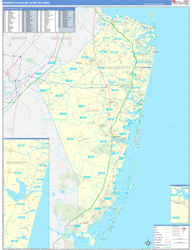 Monmouth-Ocean Metro Area Wall Map Basic Style 2024